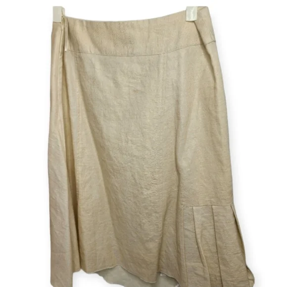 Sasha skirt ramie & cotton midi full skirt cream with gold foil Size 14 - Picture 3 of 4